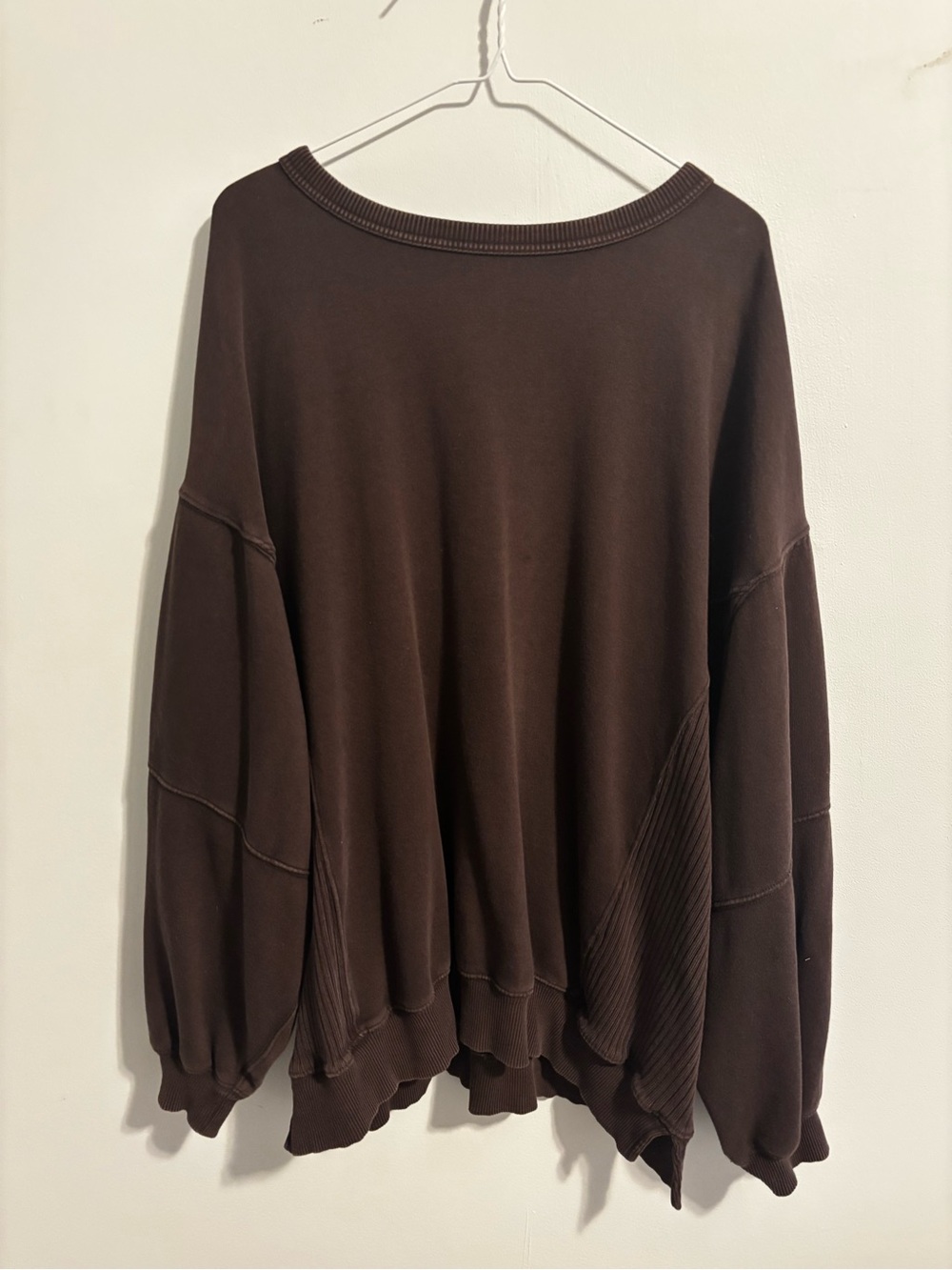 Aerie Tres Chic Crewneck Sweatshirt in Dark Brown Size Large